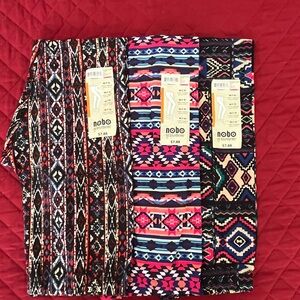 No Boundaries Junior’s Aztec-Inspired Leggings Trio - Black, Pink, Blue